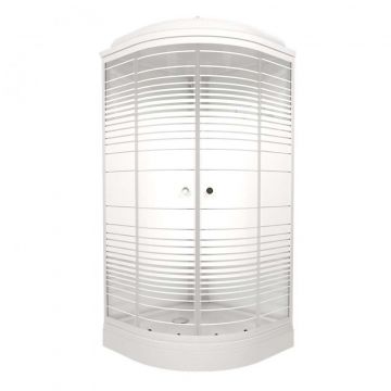 Душевая кабина Тритон (Triton) Стандарт 900х900х2175 мм, с рисунком 4 мм, профиль белый (Щ0000027238) А, низкий поддон, аква, полосы, ДН4 (7 мест+сифон D90мм)