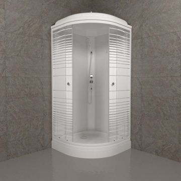 Душевая кабина Тритон (Triton) Стандарт 900х900х2175 мм, с рисунком 4 мм, профиль белый (Щ0000027238) А, низкий поддон, аква, полосы, ДН4 (7 мест+сифон D90мм)