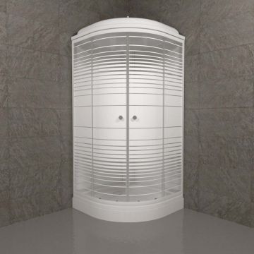 Душевая кабина Тритон (Triton) Стандарт 900х900х2175 мм, с рисунком 4 мм, профиль белый (Щ0000027238) А, низкий поддон, аква, полосы, ДН4 (7 мест+сифон D90мм)