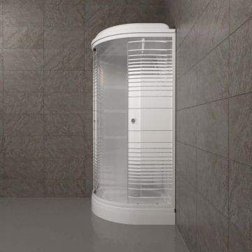 Душевая кабина Тритон (Triton) Стандарт 900х900х2175 мм, с рисунком 4 мм, профиль белый (Щ0000027238) А, низкий поддон, аква, полосы, ДН4 (7 мест+сифон D90мм)