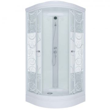 Душевая кабина Тритон (Triton) Стандарт 900х900х2175 мм, с рисунком 4 мм, профиль белый (Щ0000027239) А, низкий поддон, аква, Узоры, ДН4 (7 мест+сифон D90мм)