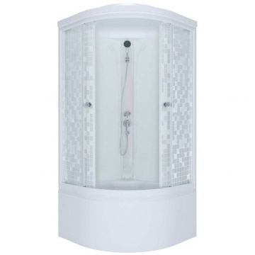 Душевая кабина Тритон (Triton) Стандарт 900х900х2160 мм, с рисунком 4 мм, профиль белый (Щ0000027241) Б, глубокий поддон, аква, мозаика, ДН4 (9 мест+сифон D50мм)