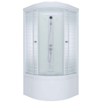 Душевая кабина Тритон (Triton) Стандарт 900х900х2160 мм, с рисунком 4 мм, профиль белый (Щ0000027242) Б, глубокий поддон, аква, полосы, ДН4 (9 мест+сифон D50мм)