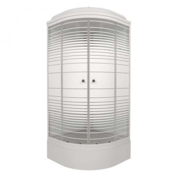 Душевая кабина Тритон (Triton) Стандарт 900х900х2315 мм, с рисунком 4 мм, профиль белый (Щ0000027249) В, средний поддон, аква, полосы, ДН4 (7 мест+сифон D50мм)