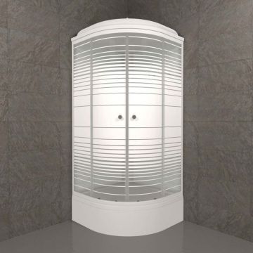 Душевая кабина Тритон (Triton) Стандарт 900х900х2315 мм, с рисунком 4 мм, профиль белый (Щ0000027249) В, средний поддон, аква, полосы, ДН4 (7 мест+сифон D50мм)
