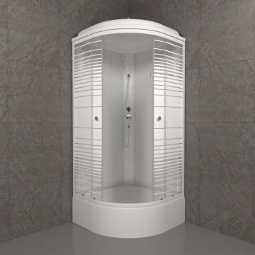 Душевая кабина Тритон (Triton) Стандарт 900х900х2315 мм, с рисунком 4 мм, профиль белый (Щ0000027249) В, средний поддон, аква, полосы, ДН4 (7 мест+сифон D50мм)