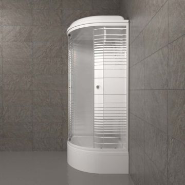 Душевая кабина Тритон (Triton) Стандарт 900х900х2315 мм, с рисунком 4 мм, профиль белый (Щ0000027249) В, средний поддон, аква, полосы, ДН4 (7 мест+сифон D50мм)