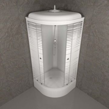 Душевая кабина Тритон (Triton) Стандарт 900х900х2315 мм, с рисунком 4 мм, профиль белый (Щ0000027249) В, средний поддон, аква, полосы, ДН4 (7 мест+сифон D50мм)