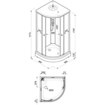 Душевая кабина Тритон (Triton) Экстра 880х880х2175 мм, прозрачный 4 мм, профиль белый (Щ0000062582) А (7 мест+сифон D50)