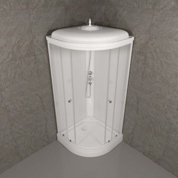 Душевая кабина Тритон (Triton) Экстра 880х880х2175 мм, прозрачный 4 мм, профиль белый (Щ0000062582) А (7 мест+сифон D50)