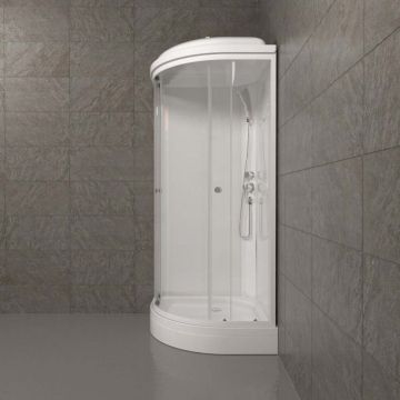 Душевая кабина Тритон (Triton) Экстра 880х880х2175 мм, прозрачный 4 мм, профиль белый (Щ0000062582) А (7 мест+сифон D50)