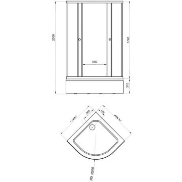 Душевой уголок Тритон (Triton) Ультра 1000х1000х2050 мм, прозрачный 4 мм, профиль белый (Щ0000039052) В, средний поддон,(3 места+сифон D50мм)