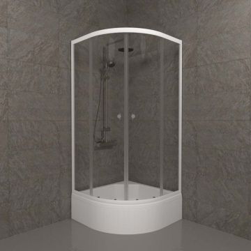 Душевой уголок Тритон (Triton) Ультра 1000х1000х2050 мм, прозрачный 4 мм, профиль белый (Щ0000039052) В, средний поддон,(3 места+сифон D50мм)