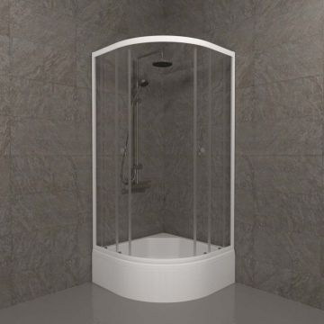 Душевой уголок Тритон (Triton) Ультра 1000х1000х2050 мм, прозрачный 4 мм, профиль белый (Щ0000039052) В, средний поддон,(3 места+сифон D50мм)