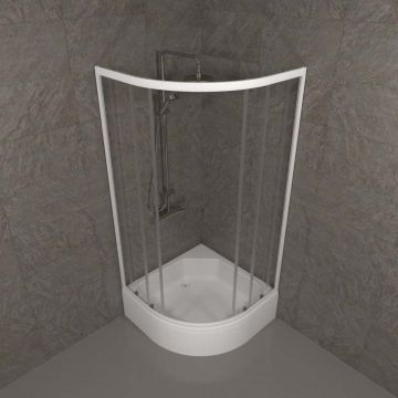 Душевой уголок Тритон (Triton) Ультра 1000х1000х2050 мм, прозрачный 4 мм, профиль белый (Щ0000039052) В, средний поддон,(3 места+сифон D50мм)