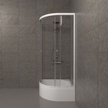 Душевой уголок Тритон (Triton) Ультра 1000х1000х2050 мм, прозрачный 4 мм, профиль белый (Щ0000039052) В, средний поддон,(3 места+сифон D50мм)