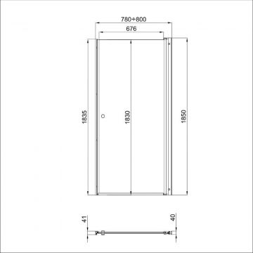 Душевая дверь Тритон (Triton) Uno 1850х800 мм, прозрачное стекло 5 мм, профиль хром (Щ0000036857)