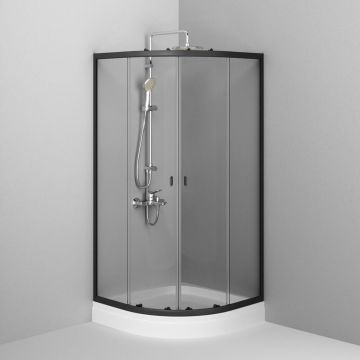 Душевое ограждение Am.Pm (Ам.Пм) X-Joy Twin Slide c поддоном, 90x90, профиль черный, W88E-205-090BT64