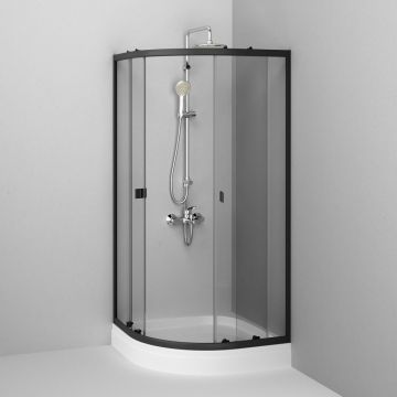 Душевое ограждение Am.Pm (Ам.Пм) X-Joy Twin Slide c поддоном, 90x90, профиль черный, W88E-205-090BT64