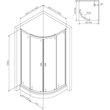 Душевое ограждение Am.Pm (Ам.Пм) X-Joy Twin Slide без поддона, 80x80, профиль матовый хром, W88G-205-080MT64