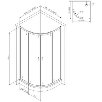 Душевое ограждение Am.Pm (Ам.Пм) X-Joy Twin Slide без поддона, 90x90, профиль черный, W88G-205-090BT64