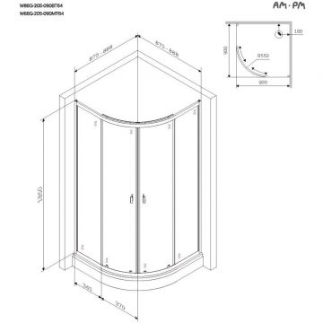 Душевое ограждение Am.Pm (Ам.Пм) X-Joy Twin Slide без поддона, 90x90, профиль матовый хром, W88G-205-090MT64