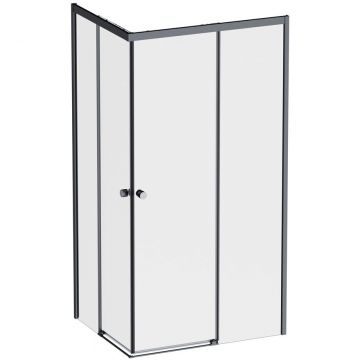 Душевое ограждение Am.Pm (Ам.Пм) X-Joy Square Slide 100х80, профиль черный, стекло прозрачное W94G-403-10080-BТ