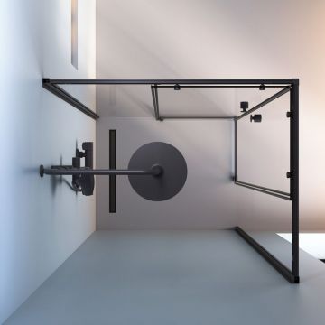 Душевое ограждение Am.Pm (Ам.Пм) X-Joy Square Slide 100х80, профиль черный, стекло прозрачное W94G-403-10080-BТ