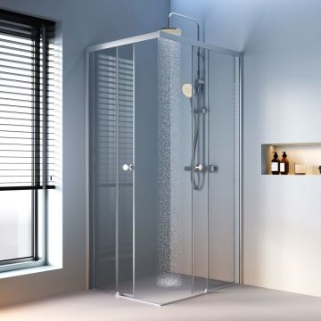 Душевое ограждение Am.Pm (Ам.Пм) X-Joy Square Slide 100х80, профиль матовый хром, стекло прозрачное, W94G-403-10080-MТ