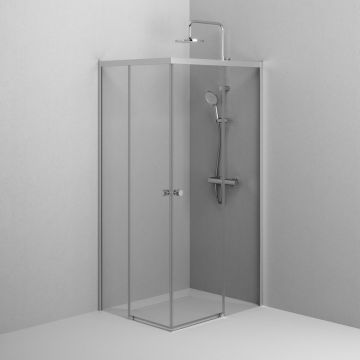 Душевое ограждение Am.Pm (Ам.Пм) X-Joy Square Slide 100х80, профиль матовый хром, стекло прозрачное, W94G-403-10080-MТ