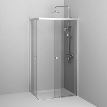 Душевое ограждение Am.Pm (Ам.Пм) X-Joy Square Slide 100х80, профиль матовый хром, стекло прозрачное, W94G-403-10080-MТ