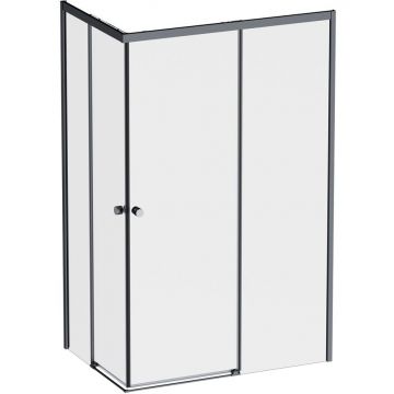 Душевое ограждение Am.Pm (Ам.Пм) X-Joy Square Slide 120х80, профиль черный, стекло прозрачное, W94G-403-12080-BТ