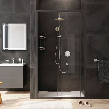 Душевая дверь Am.Pm (Ам.Пм) Gem Solo 110х195, стекло прозрачное, профиль черный матовый W90G-110-1-195BT