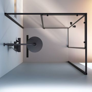 Душевое ограждение Am.Pm (Ам.Пм) X-Joy Square Slide 120х90, профиль черный, стекло прозрачное, W94G-403-12090-BТ