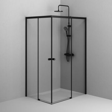 Душевое ограждение Am.Pm (Ам.Пм) X-Joy Square Slide 120х90, профиль черный, стекло прозрачное, W94G-403-12090-BТ