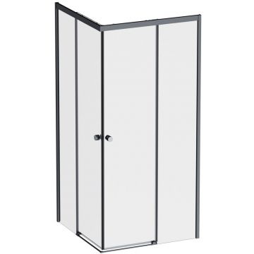 Душевое ограждение Am.Pm (Ам.Пм) X-Joy Square Slide 90х90, профиль черный,стекло прозрачное, W94G-403-9090-BТ