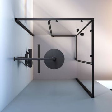 Душевое ограждение Am.Pm (Ам.Пм) X-Joy Square Slide 90х90, профиль черный,стекло прозрачное, W94G-403-9090-BТ