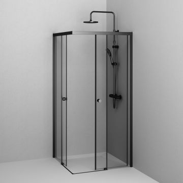 Душевое ограждение Am.Pm (Ам.Пм) X-Joy Square Slide 90х90, профиль черный,стекло прозрачное, W94G-403-9090-BТ