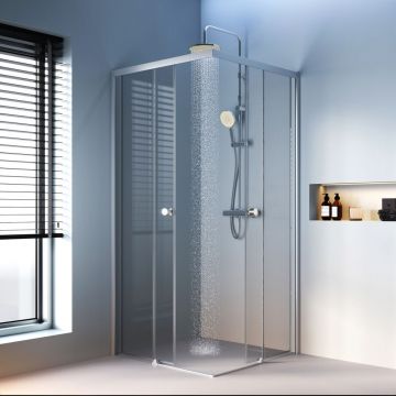 Душевое ограждение Am.Pm (Ам.Пм) X-Joy Square Slide 90х90, профиль матовый хром, стекло прозрачное W94G-403-9090-МТ