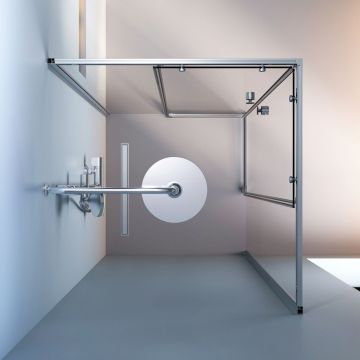 Душевое ограждение Am.Pm (Ам.Пм) X-Joy Square Slide 90х90, профиль матовый хром, стекло прозрачное W94G-403-9090-МТ