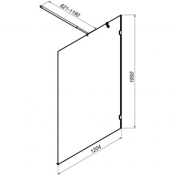 Душевая перегородка Am.Pm (Ам.Пм) X-Joy 120x195, стекло прозрачное, профиль матовый хром, W94WI-120-F1-MTE