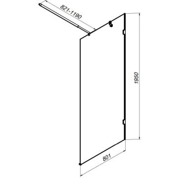 Душевая перегородка Am.Pm (Ам.Пм) X-Joy 80x195, стекло прозрачное, профиль черный W94WI-80-F1-BTE