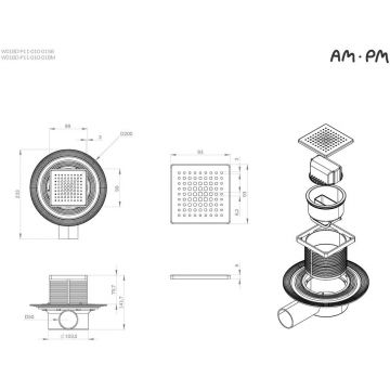 Трап для душа Am.Pm (Ам.Пм) MasterFlow точечный универсальный затвор Cut Gradient 10см цвет черный матовый W01BD-P11-010-01BM