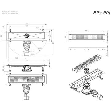 Трап для душа Am.Pm (Ам.Пм) MasterFlow линейный универсальный затвор Cut Gradient 40см цвет сталь матовый W01SC-P11-040-01SB