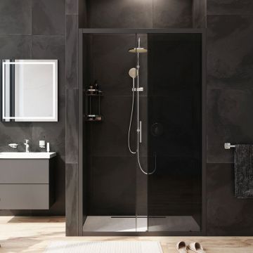 Душевая дверь Am.Pm (Ам.Пм) Gem Solo 120х195, стекло тонированное, профиль черный матовый W90G-120-1-195BG