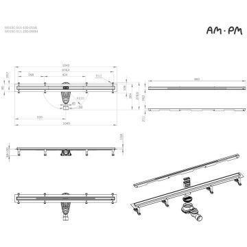 Трап для душа Am.Pm (Ам.Пм) MasterFlow линейный универсальный затвор Slim line 100см цвет черный матовый W01SC-S11-100-05BM