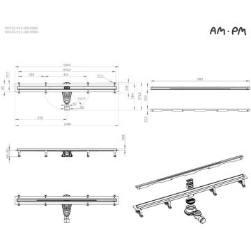 Трап для душа Am.Pm (Ам.Пм) MasterFlow линейный универсальный затвор Slim line 100см цвет сталь матовый W01SC-S11-100-05SB