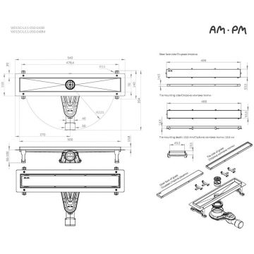 Трап для душа Am.Pm (Ам.Пм) MasterFlow линейный универсальный затвор Tile 50см цвет черный матовый W01SC-U11-050-04BM