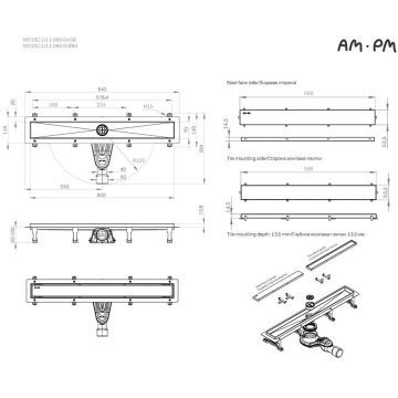 Трап для душа Am.Pm (Ам.Пм) MasterFlow линейный универсальный затвор Tile 60см цвет черный матовый W01SC-U11-060-04BM