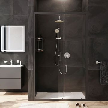 Душевая дверь Am.Pm (Ам.Пм) Gem Solo 120х195, стекло прозрачное, профиль черный матовый W90G-120-1-195BT